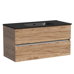 Тумба подвесная с раковиной-столешницей Sancos Urban 100 см UR100ECH, дуб чарльстон (раковина Element CN7003MB) - фото 