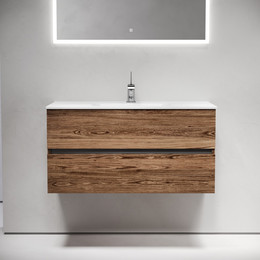 Тумба подвесная с раковиной-столешницей Sancos Urban 100 см UR100ECH, дуб чарльстон (раковина Element CN7003) - фото 