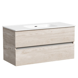 Тумба подвесная с раковиной-столешницей Sancos Urban 100 см UR100EG, дуб галифакс натуральный (раковина Element CN7003) - фото 