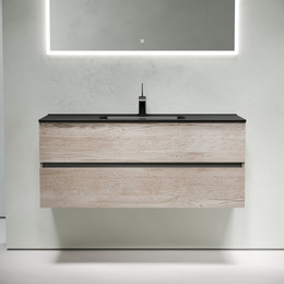 Тумба подвесная с раковиной-столешницей Sancos Urban 120 см UR120-1EG, дуб галифакс натуральный (раковина Element CN7006MB) - фото 