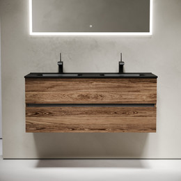 Тумба подвесная с раковиной Sancos Urban 120 см UR120-2ECH, дуб чарльстон (раковина Element CN7004MB) - фото 