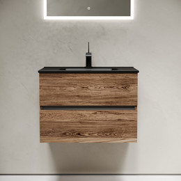 Тумба подвесная с раковиной-столешницей Sancos Urban 70 см UR70ECH, дуб чарльстон (раковина Element CN7007MB) - фото 