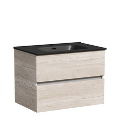 Тумба подвесная с раковиной-столешницей Sancos Urban 70 см UR70EG, дуб галифакс натуральный (раковина Element CN7007MB) - фото 