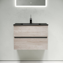 Тумба подвесная с раковиной-столешницей Sancos Urban 70 см UR70EG, дуб галифакс натуральный (раковина Element CN7007MB) - фото 