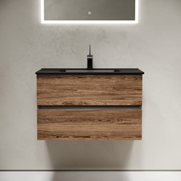 Тумба подвесная с раковиной-столешницей Sancos Urban 80 см UR80ECH, дуб чарльстон (раковина Element CN7005MB) - фото 
