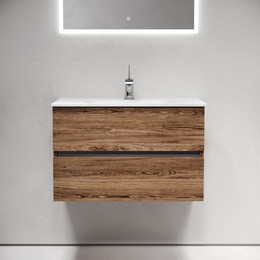 Тумба подвесная с раковиной-столешницей Sancos Urban 80 см UR80ECH, дуб чарльстон (раковина Element CN7005) - фото 