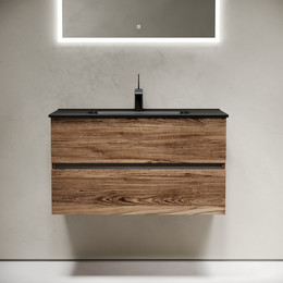 Тумба подвесная с раковиной-столешницей Sancos Urban 90 см UR90ECH, дуб чарльстон (раковина Element CN7002MB) - фото 