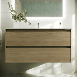 Тумба подвесная с раковиной-столешницей Sancos Cento 100 см CN100KE, карпатская ель - фото 