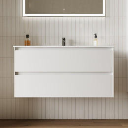 Тумба подвесная с раковиной-столешницей Sancos Cento 100 см CN100W (раковина Element CN7003) - фото 