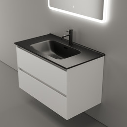 Тумба подвесная с раковиной-столешницей Sancos Cento 80 см CN80W (раковина Element CN7005MB) - фото 