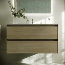 Тумба подвесная с раковиной-столешницей Sancos Cento 90 см CN90KE, карпатская ель - фото 