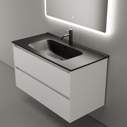 Тумба подвесная с раковиной-столешницей Sancos Cento 90 см CN90W (раковина Element CN7002MB) - фото 