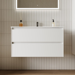 Тумба подвесная с раковиной-столешницей Sancos Cento 90 см CN90W (раковина Element CN7002) - фото 