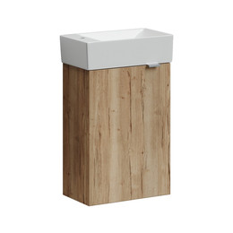 Тумба подвесная с раковиной Sancos Mini 37 см MN35EGL L, дуб галифакс натуральный - фото 