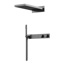 Душевая система для душа с термостатом Sancos Linn SC9023GG, вороненая сталь - фото 