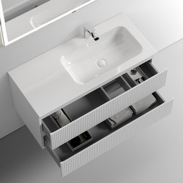Тумба подвесная с раковиной-столешницей Sancos Snob T 100 см SNT100RW R, Bianco (раковина Grace CN7015) - фото 