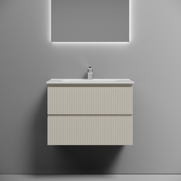 Тумба подвесная с раковиной-столешницей Sancos Snob T 70 см SNT70CE, Beige Soft (раковина Element CN7007) - фото 