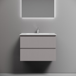 Тумба подвесная с раковиной-столешницей Sancos Snob T 70 см SNT70SM, Doha Soft (раковина Element CN7007) - фото 