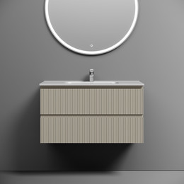 Тумба подвесная с раковиной-столешницей Sancos Snob T 90 см SNT90CE, Beige Soft (раковина Element CN7002) - фото 