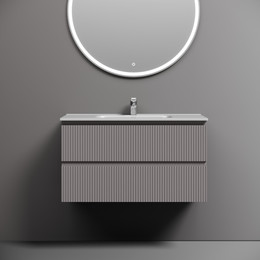 Тумба подвесная с раковиной-столешницей Sancos Snob T 90 см SNT90SM, Doha Soft (раковина Element CN7002) - фото 