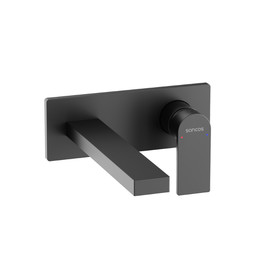 Смеситель для раковины настенный Sancos Studio SC9017MB, чёрный матовый (со скрытой частью) - фото 
