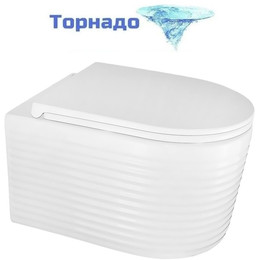 Унитаз подвесной безободковый Azario Luzio AZ-098-UQ (система смыва Торнадо) с тонкой крышкой микролифт - фото 