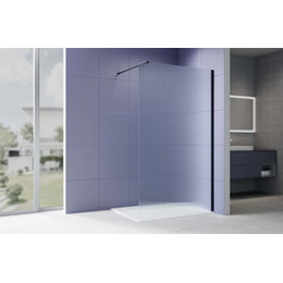 Душевая перегородка Aquatek Walk in 140 см AQ.WI.140.2BL (стекло 8 мм) с кронштейном в комплекте, чёрный матовый/матовое - фото 