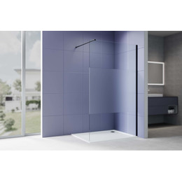 Душевая перегородка Aquatek Walk in 140 см AQ.WI.140.3BL (стекло 8 мм) с кронштейном в комплекте, чёрный матовый/матовое - фото 