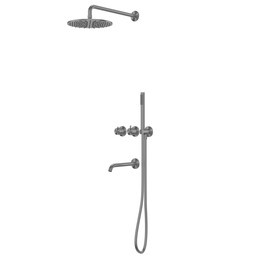 Душевая система для ванны с термостатом Abber Wasser Kreis 316 AF8150BGG, оружейная сталь брашированная - фото 