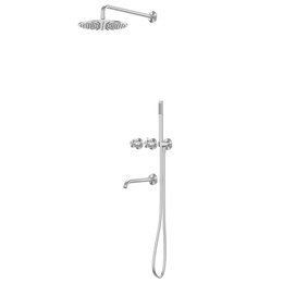 Душевая система для ванны с термостатом Abber Wasser Kreis 316 AF8150BST, сталь брашированная - фото 