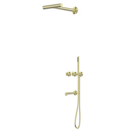 Душевая система для ванны с термостатом Abber Perfekte 316 AF8A50BG, золото брашированное - фото 