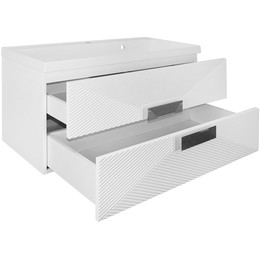 Тумба подвесная с раковиной Azario Zena 100/2 100 см CS00096981, белый глянцевый - фото 