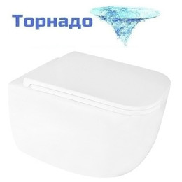 Унитаз подвесной безободковый Azario FOTE AZ-116-UQ3 с тонкой крышкой микролифт (Система смыва торнадо) - фото 