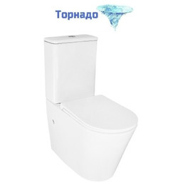 Унитаз-компакт безободковый Azario LANDER AZ-1257A с крышкой микролифт (система смыва Торнадо) - фото 