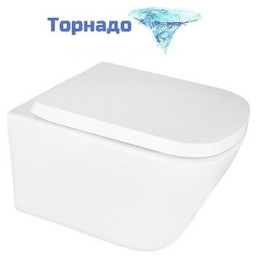 Унитаз подвесной безободковый Azario Vesper AZ-1373WH с тонкой крышкой микролифт (Система смыва торнадо) - фото 