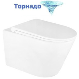 Унитаз подвесной безободковый Azario LANDER AZ-2802E с тонкой крышкой микролифт (Система смыва торнадо) - фото 
