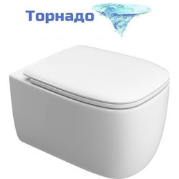 Унитаз подвесной безободковый Cezares Comfort CZR-380-TH-TOR/SC с тонкой крышкой микролифт (система смыва Торнадо) - фото 