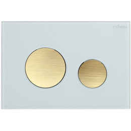 Кнопка смыва Cezares Lux LUX-GB-BORO-C, брашированное золото/белое стекло - фото 