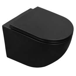 Унитаз подвесной безободковый Azario Grado AZ-0046N-MB с крышкой микролифт, чёрный матовый, Цвет производителя: чёрный матовый - фото 