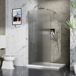 Душевая перегородка Azario Walk-in 110 см AZ-251-110-MGR-CRF (стекло 8 мм) графит матовый/рифленое - фото 