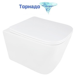 Унитаз подвесной безободковый Azario AIRA AZ-5171T-WHT с тонкой крышкой микролифт (система смыва Торнадо) - фото 