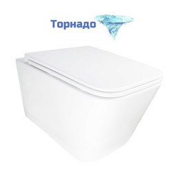 Унитаз подвесной безободковый Azario PACE AZ-5172T-WHT с тонкой крышкой микролифт (система смыва Торнадо) - фото 