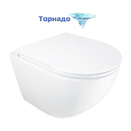 Унитаз подвесной безободковый Azario ADAGIO AZ-5177T-WHT с тонкой крышкой микролифт (система смыва Торнадо) - фото 