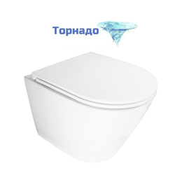 Унитаз подвесной безободковый Azario BLISS AZ-5179T-WHT с тонкой крышкой микролифт (система смыва Торнадо) - фото 