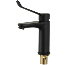 Смеситель для раковины с локтевой (хирургической) ручкой Gappo G1021-6, черный, Цвет производителя: чёрный - фото 