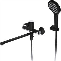 Смеситель для ванны с душевым гарнитуром Gappo G2203-6, черный/хром - фото 