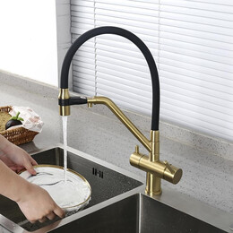 Смеситель для кухни Gappo G4398-83, золото/черный - фото 