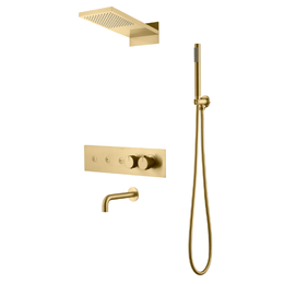 Душевая система для ванны с термостатом Boheme Fusion 131-2-MG (со скрытой частью) золото матовое - фото 
