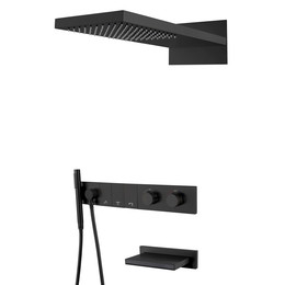 Душевая система для ванны с термостатом Boheme Zodiac 133-2-B (со скрытой частью) чёрный - фото 