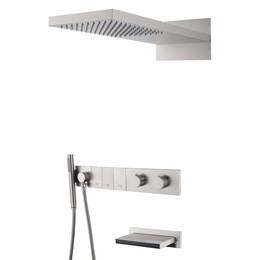 Душевая система для ванны с термостатом Boheme Zodiac 133-2-NB (со скрытой частью) никель - фото 